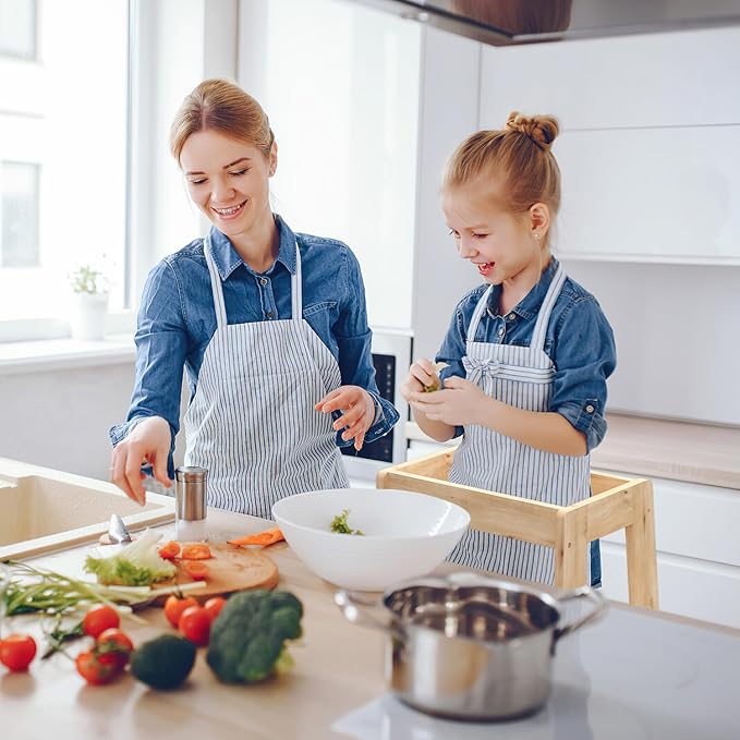 Kids Kitchen Step Stool, Step Stool for Toddlers, Adjustable Height Toddler Standing Tower, Anti-Slip Protection with guardrail, The Anti-Tipping Structure is More Stable (Natural)