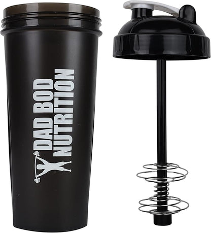 Dad Bod Nutrition Funny Protein Shaker Bottle 28 Ounce Water Cup (Black Lid)