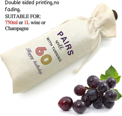 60th Birthday Gift for Women Men,60th Birthday Wine Bag,1964 Birthday Wine Bag,60 Years Old Birthday Party Decor Gift (60 BIRTHDAY)