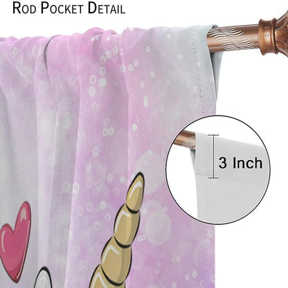Kids Unicorn Curtains Kids Girls Boys Rainbow Unicorn Pattern Blackout Curtains Bedroom Curtains 55x63 Inches 2 Panels