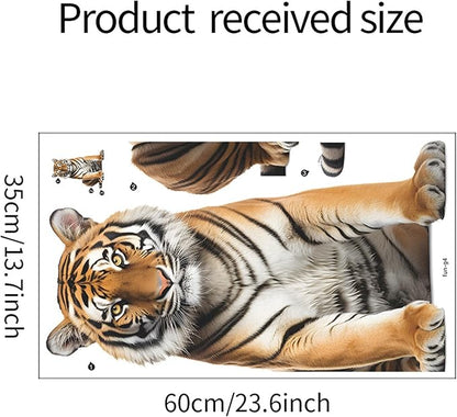 Lifelike Tiger Wall Decal 3D Animals Wall Sticker Safari Wall Decor for Nursery Kid'sroom School Classroom Livingroom Bedroom Bathroom Decoration (Lifelike Tiger 8)