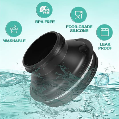 2PCS Bottle Adapter for Stanley Cup 40oz to Cirkul, Lid Cap Converter Accessories, Cirkul Stanley Adapter BPA Free Plastic, Food Grade Silicone Fits for Stanley Water Bottles(Black)