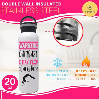 Gymnastics Water Bottle | 25 oz. Gymnast Stainless Steel Insulated Water Bottle | Gymnastics Gifts | Gymnast Gifts | Keeps Drinks Cold For Hours | Gymnastics Gifts for Girls | Personalized Designs