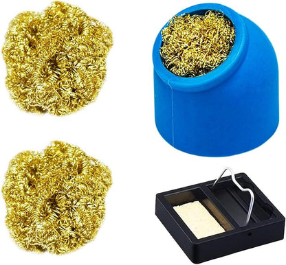 Kaisiking Soldering Brass Sponge Tip Cleaner with Silicone Holder & Soldering Iron Stand Holder Support Station for Cleaning Soldering Irons and Tips