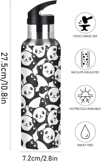 MNSRUU Insulated Water Bottle with Straw, Rainbow and Unicorns Stainless Steel Flasks for Sports Cycling Hiking School