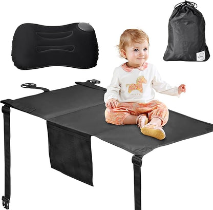 Airplane Seat Extender for Kids with Pillow - Toddler Travel Bed & Toddler Airplane Bed - Must Have for Travel with Kids - Inflatable Foot Rest Airplane & Airplane Kids Bed -Toddler Travel Essential