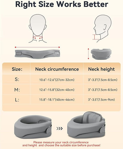 Heated Neck Brace Cervical Collar - Neck Support Brace with Heating Pad, Soft Foam Wraps Keep Vertebrae Stable and Aligned for Relief of Cervical Spine Pressure for Women & Men (L Size) Grey