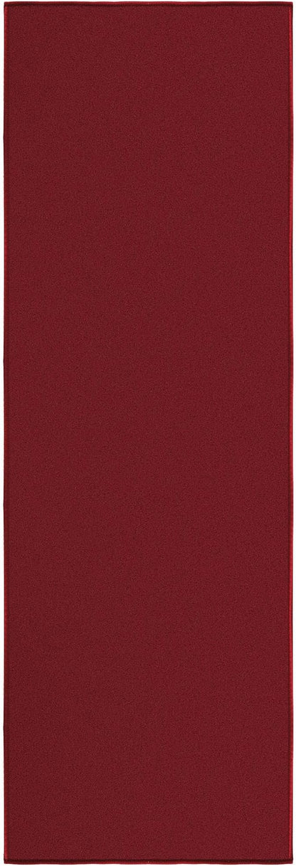 Machine Washable Modern Solid Design Non-Slip Rubberback 2x5 Traditional Runner Rug for Hallway, Kitchen, Bedroom, Entryway, 20" x 59", Red