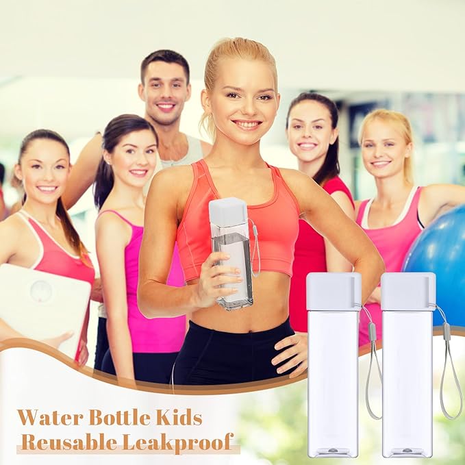 Mifoci 20 Pieces Water Bottle Bulk 17 oz Plastic Water Bottles Bulk Gym Sports Adults Reusable Large Water Bottles for Outdoor Fitness(White,Rectangle)