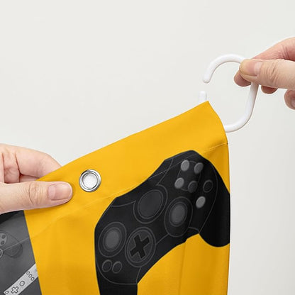 AILONEN Gaming Shower Curtain,Orangish Ball Sports Bathroom Shower Curtain for Boys Kids Teens, 48" W*72" H Gaming Gamer Theme Shower Curtain Sets for Bathroom