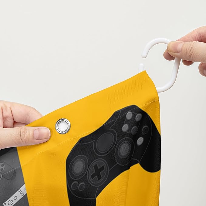 AILONEN Gaming Shower Curtain,Orangish Ball Sports Bathroom Shower Curtain for Boys Kids Teens, 72" W*96" H Gaming Gamer Theme Shower Curtain Sets for Bathroom