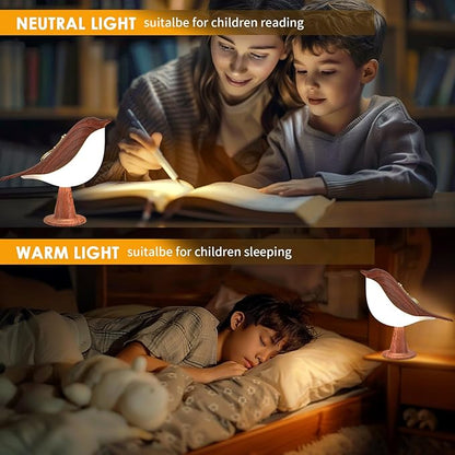 Night Light for Kids, Bird Light Small Lamp Touch Lamp with 3 Level Brightness Rechargered Animal Lamp Red Plastic Dimmable Lamp Nursery Light Cute Lamp Table Lamp for Bedroom, Kitchen (Mahogany)