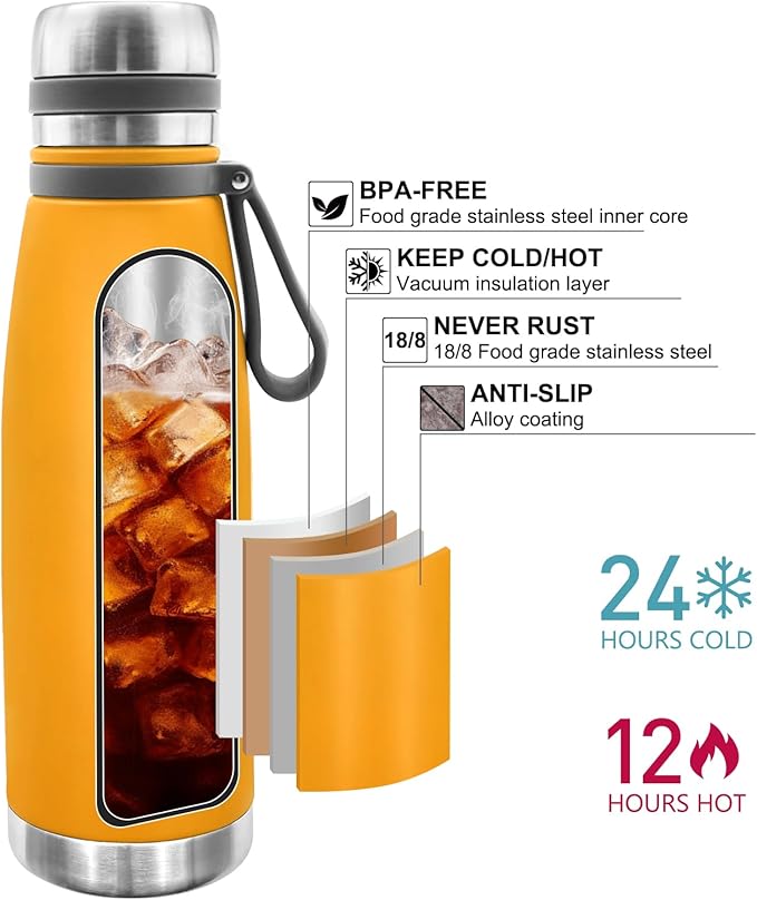 37oz Thermos for Hot and Cold Drinks, Coffee Thermos Water Bottle, Wide Mouth Thermal Cups- Leakproof Stainless Steel Insulated Thermos - Commute, Travel, and Picnic Friendly