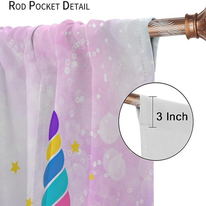 Kids Unicorn Curtains Kids Girls Boys Rainbow Unicorn Pattern Blackout Curtains Bedroom Curtains 42x54 Inches 2 Panels