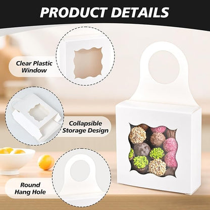 30pcs Wine Bottle Box with Window, Card Paper Hanging Box Foldable Decor Wine Bottle Hanging Favor Boxes Gift Boxes for Holding Party Birthday Candy Truffles Chocolate Cookies