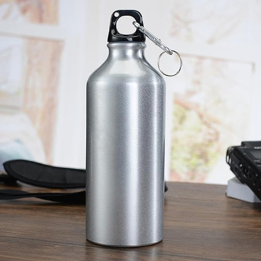 Aluminum Round Canteen Water Bottle - Lightweight Water Bottle for Travel Sports Camping Hiking Outdoor Recreation with Hook Portable BPA Free 25 Oz Silver