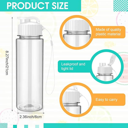Mifoci 20 Pieces Water Bottle Bulk Plastic Water Bottles Bulk Gym Sports Adults Reusable Large Water Bottles with Leak Proof Flip Top for Party Outdoor(17 oz,White)