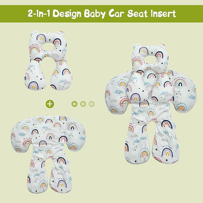 Baby Toddler Stroller Pillow for Newborn, Infant Car Seat Insert Carseat Sleeping Cushion, 2-in-1 Body Ultra-Soft Comfort Support