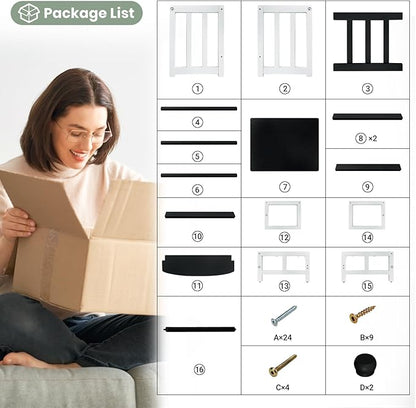 COSYLAND Kids Kitchen Step Stool, Toddler Standing Tower with CPC & FSC Certification, Removable Anti-Drop Railing Safety Rail Enjoys Unique Patented Design A Anti-tip Stable Structure Black & White