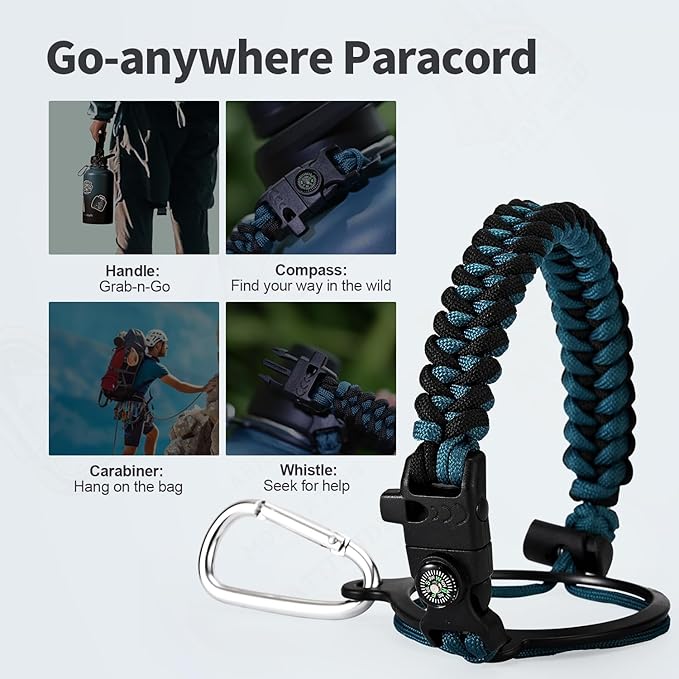 64 oz Insulated Water Bottle with Straw (Cold for 48 Hrs), Half Gallon Stainless Steel Triple Wall Vacuum Sports Water Jug, Leakproof Hydro Cup Flask with Straw Spout Lids & DIY Stickers