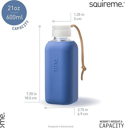 Y1 Borosilicate Glass Water Bottles, Clear Bottle, Reusable, BPA Free, Tumbler, Dishwasher Safe, Drink Container, Silicone Sleeve, Easy-Off Lid, Hot and Cold Liquid, Royal Blue 20oz