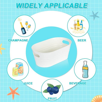 4 Pcs Galvanized Tub 3 Gallon Ice Buckets for Parties Beverage Metal Champagne Drink Wine Large Bucket for Cocktail Mimosa Bar Supplies (White)