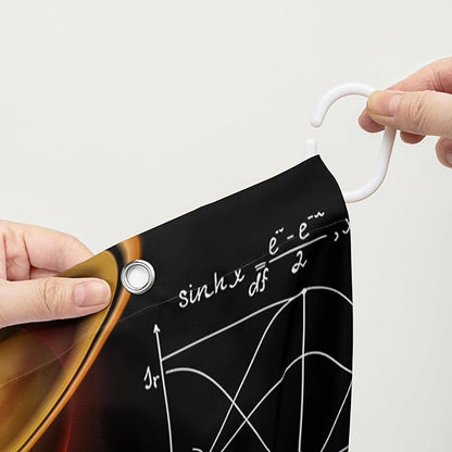 AILONEN Solar System Shower Curtain,Math Galaxy Planet Bath Curtain for Bathroom Decor,Polyester Waterproof with 12 Plastic Hooks 60" W*72" H