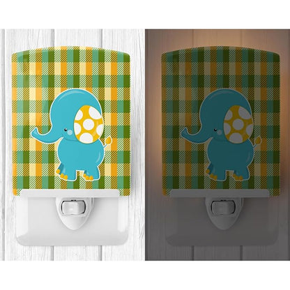 Caroline's Treasures BB6822CNL Boy Elephant Ceramic Night Light Compact, UL-Certified, Ideal for Bedroom, Bathroom, Nursery, Hallway, Kitchen, 6x4x3, Multicolor