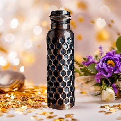 Ayurvedic Drinking Copper Water Bottle for Sports, Travel, Yoga & Everyday Use, Water Bottle for Gym, Office, Hiking, Outdoor Capacity 32 Oz (Design 4, 32 Oz)