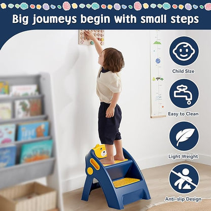 Toddler Step Stool for Bathroom Sink and Potty Training Durable Anti-Slip,Anti-Tip A-Frame,10-Second Assembly, 2-Step Potty Stool with Wide Steps,CPC Certified for Safe and Kids Easy Hand Washing