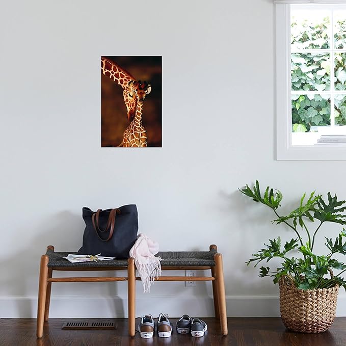 Canvas Wall Art Prints Giraffe and Baby by Lantern Press, Animals Decor, 16" x 24"