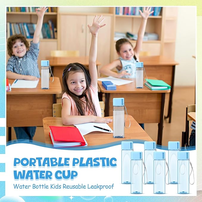 Mifoci 20 Pieces Water Bottle Bulk 17 oz Plastic Water Bottles Bulk Gym Sports Adults Reusable Large Water Bottles for Outdoor Fitness(Blue,Rectangle)