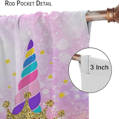 Kids Unicorn Curtains Kids Girls Boys Rainbow Unicorn Pattern Blackout Curtains Bedroom Curtains 52x84 Inches 2 Panels