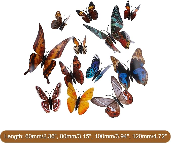 uxcell 120Pcs 3D Beautiful Butterfly Removable DIY Wall Stickers for Bedroom TV Background Decorations, Brown