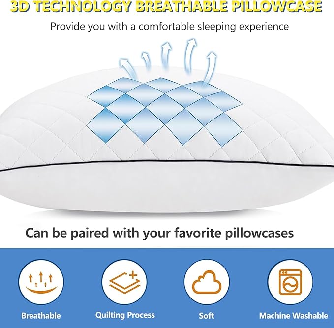 AS AWESLING Soft Pillows for Sleeping - Shredded Memory Foam Bed Pillows Set of 2 for Side Back Stomach Sleepers (Queen(20 * 30 inches))