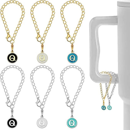 6PCS Letter Charm Accessories for Stanley Cup, Name ID Letter Handle Charm for Stanley Handle Identification Letter Pendant Handle Decoration for Stanley Tumbler Charms (Letter Q)