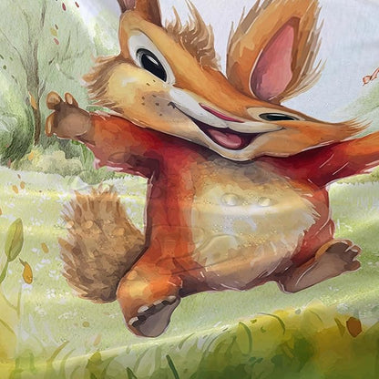 AILONEN Cartoon Cute Squirrel Shower Curtain,Kawaii Squirrel Bathroom Curtains for Kids,Girls,Tie Dye Tree Shower Curtains Set with Hooks for Bathroom,72" W*84" H