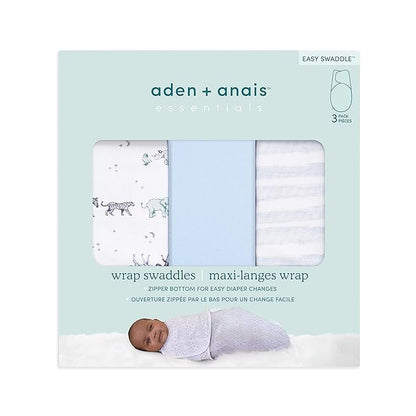 aden + anais, Cotton Knit Baby Wrap, Newborn Wearable Blanket, 3 Pack, Rising Star, 0-3 Months