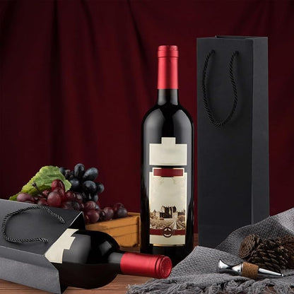 30 Pack Black Wine Gift Bag,Reusable Wine Bottles Gift Bags Bulk Paper Wine Bottle Bag with Handles Appreciation Gift Bags for Birthday Party Wedding Anniversary Celebrations