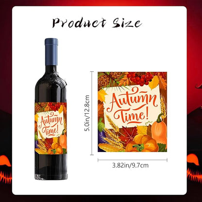 24 Pieces Thanksgiving Wine Bottle LaHNls Stickers Thanksgiving Party Wine Bottle Decorations Self-Adhesive Wine Bottle Stickers for Thanksgiving Party Wine Champagne Decor Supplies 4X5IN