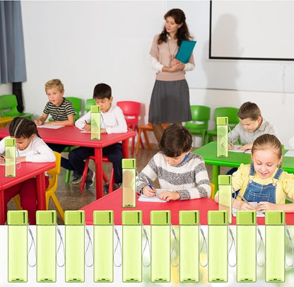 Mifoci 20 Pieces Water Bottle Bulk 17 oz Plastic Water Bottles Bulk Gym Sports Adults Reusable Large Water Bottles for Outdoor Fitness(Green,Rectangle)