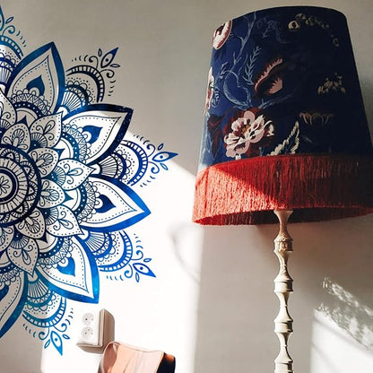 Blue and White Mandala Wall Sticker - Stylish Geometric Decor, 1 Sheet Set