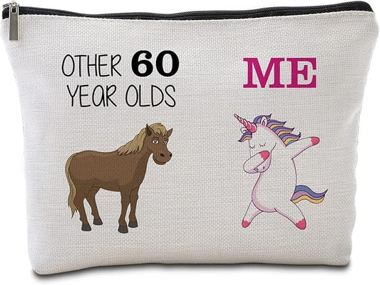 60th Birthday Gifts Women Travel Makeup Bag Funny Unicorn Gift Bag Other 60 Year Old Me Unicorn Best 60 Birthday Decorations for Her 60th Birthday Gift Ideas