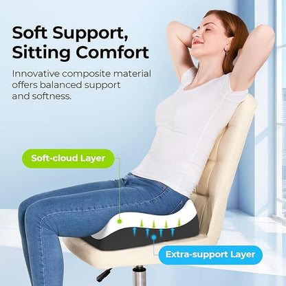 AUVON Enhanced Thick 4.7" Seat Cushions for Office Chairs, Hemorrhoid Pillow with Innovative Memory Foam for Balanced Support and Softness, Donut Pillow for Sciatica and Tailbone Pain Relief