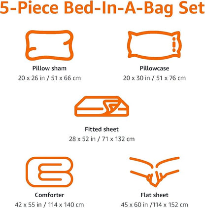 Amazon Basics 5 Piece Microfiber Kid's Bed-in-a-Bag Bedding Set, Toddler, Floral