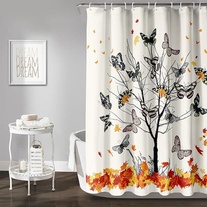AILONEN Butterfly Shower Curtain,Vintage Colorful Butterflies Art Bath Curtain Minimalist Bathroom Curtain 60" W*72" H Polyester Waterproof Bathroom Curtain with 12 Hooks