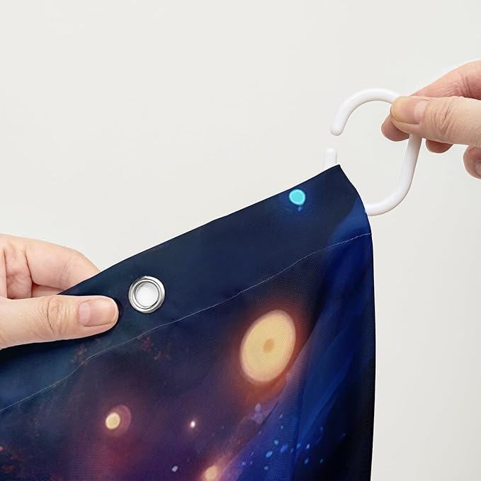 AILONEN 3D Kawaii Cat Shower Curtain Set,Cat Lovers Animal Waterproof Fabric Bath Curtain for Kids Girls,Jumping Dolphin Shower Curtain,Starry Night Shower Curtains for Bathroom Decor, 48" W*72" H