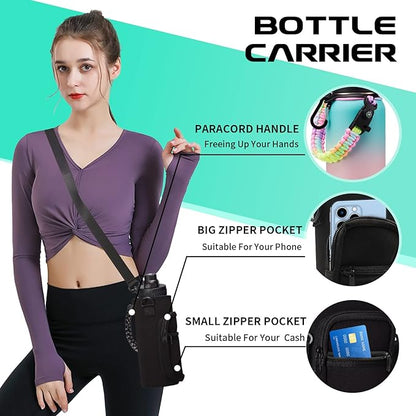 40oz Insulated Water Bottles with Straw and Paracord Handle, Metal Flask Bottle Keep Cold for Cold-48H Hot-24H, Double Vacuum Travel Thermo Mug with Carrying Pouch for Sports Hiking Cycling Running