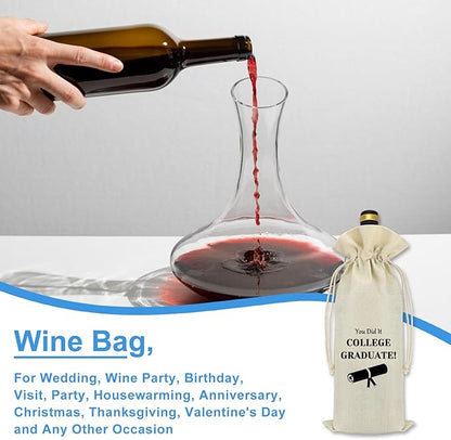 2024 Graduation Gifts Graduation Keepsake Wine Bag Graduation Gifts for Her Him Graduation Gifts for Senior College Graduation Gifts for Nephew Niece Brother Sister Son Daughter Wine Bottle Bags
