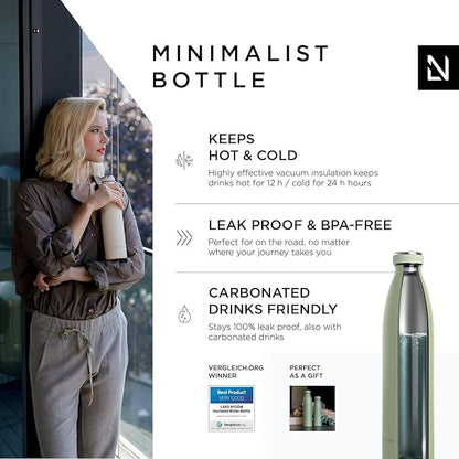 LARS NYSØM Stainless Steel Insulated Water Bottle 12oz 17oz 25oz 34oz 51oz | BPA-free Insulated Thermo Flask for Hot and Cold Beverages | Leakproof Drinking Bottle